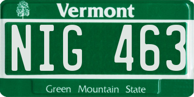 VT license plate NIG463