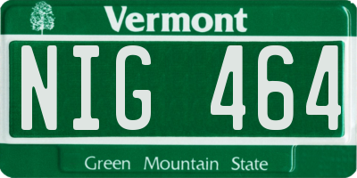 VT license plate NIG464
