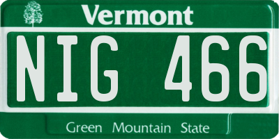 VT license plate NIG466