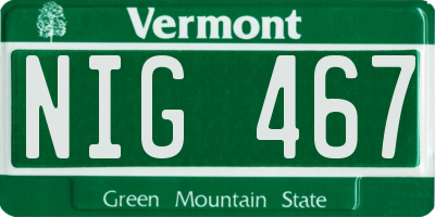 VT license plate NIG467