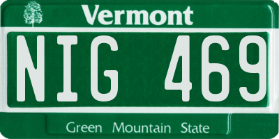 VT license plate NIG469