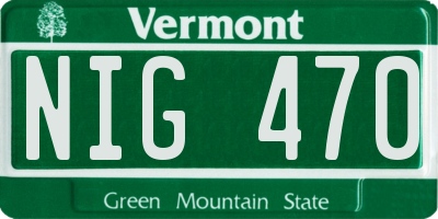 VT license plate NIG470