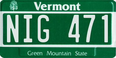 VT license plate NIG471