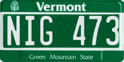 VT license plate NIG473