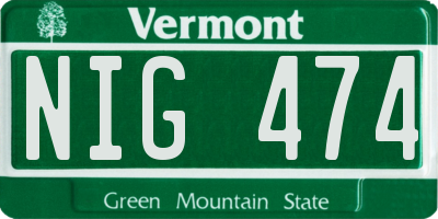 VT license plate NIG474