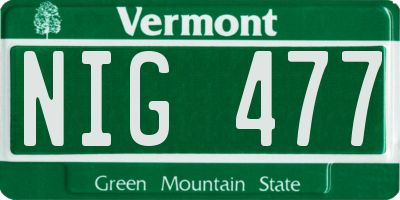 VT license plate NIG477