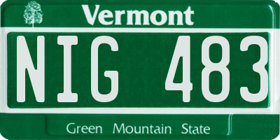 VT license plate NIG483