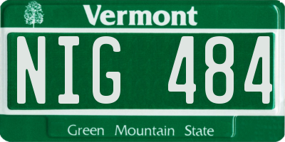 VT license plate NIG484