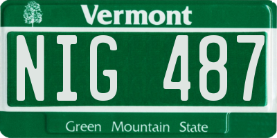 VT license plate NIG487