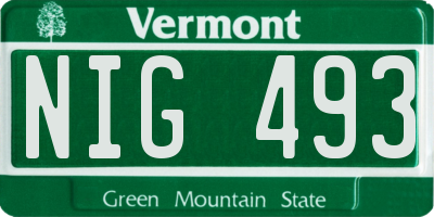 VT license plate NIG493