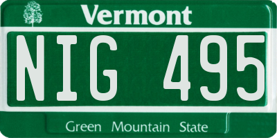 VT license plate NIG495