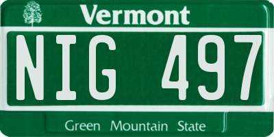 VT license plate NIG497