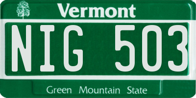 VT license plate NIG503