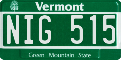 VT license plate NIG515