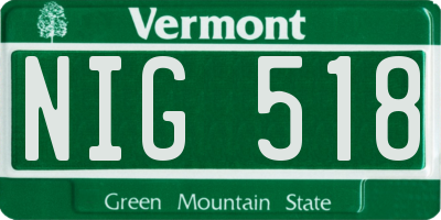 VT license plate NIG518