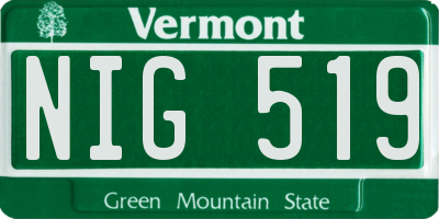 VT license plate NIG519