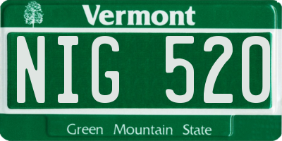 VT license plate NIG520