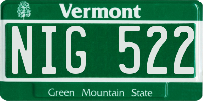 VT license plate NIG522