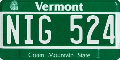 VT license plate NIG524