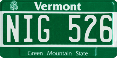 VT license plate NIG526