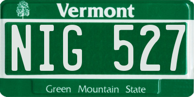 VT license plate NIG527