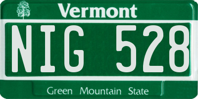 VT license plate NIG528