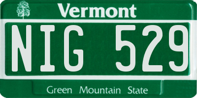 VT license plate NIG529