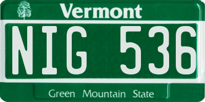 VT license plate NIG536
