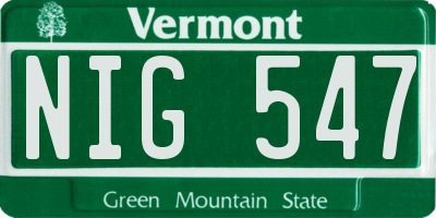 VT license plate NIG547