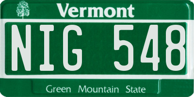 VT license plate NIG548