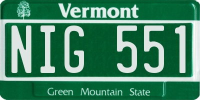 VT license plate NIG551