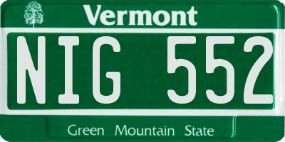 VT license plate NIG552