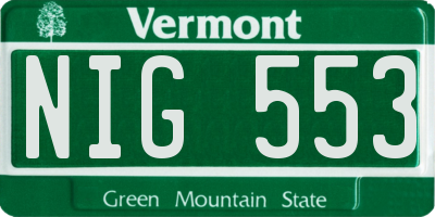 VT license plate NIG553
