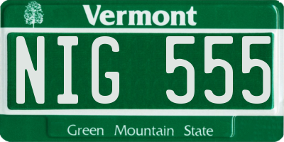 VT license plate NIG555