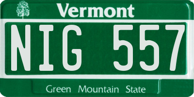 VT license plate NIG557