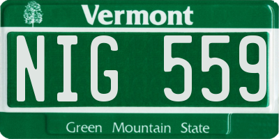 VT license plate NIG559