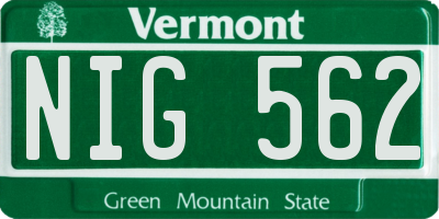 VT license plate NIG562