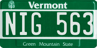 VT license plate NIG563