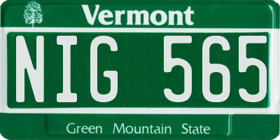 VT license plate NIG565