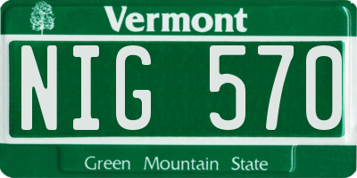 VT license plate NIG570
