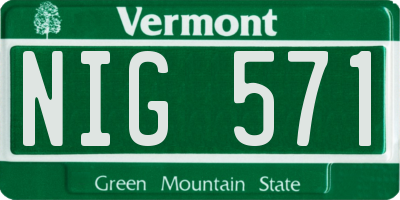 VT license plate NIG571