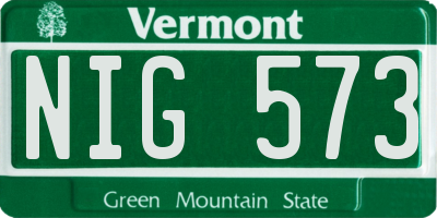 VT license plate NIG573