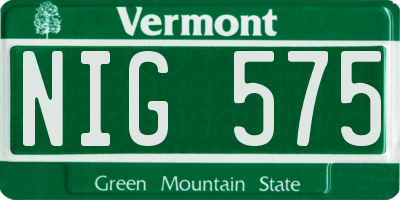 VT license plate NIG575