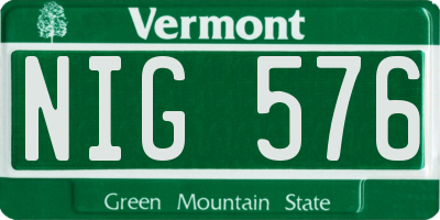 VT license plate NIG576