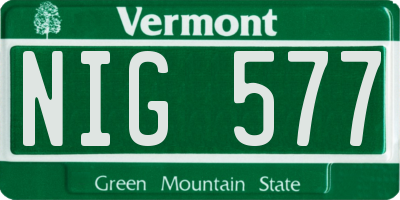 VT license plate NIG577