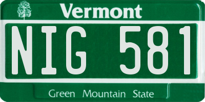 VT license plate NIG581