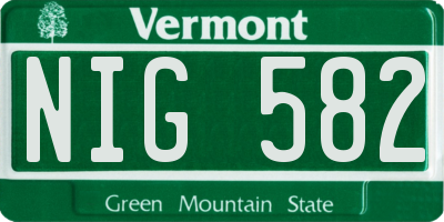 VT license plate NIG582