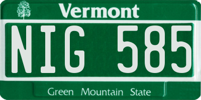 VT license plate NIG585