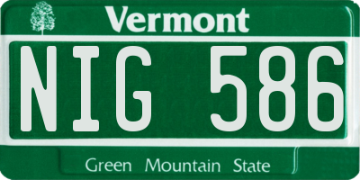VT license plate NIG586