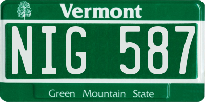 VT license plate NIG587